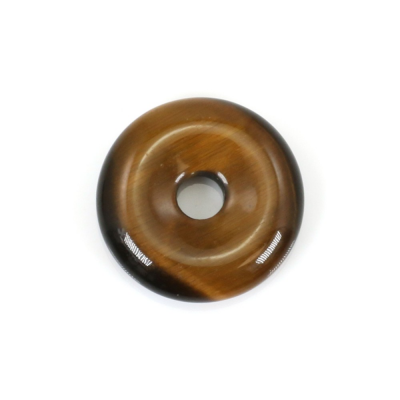 Pierre Oeil de Tigre Pendentif Donut 25mm Trou5mm x1Pièce