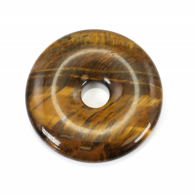 Pierre Oeil de Tigre Pendentif Donut 40mm Trou8mm x1piece