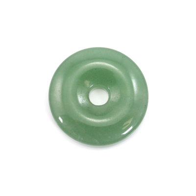 Ciondolo a ciambella in avventurina verde con foro di 30 mm x1 pezzo