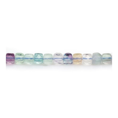 Natural colorful fluorite beads strand faceted square size 3x3 mm hole 0.8 mm 15~16"/strand