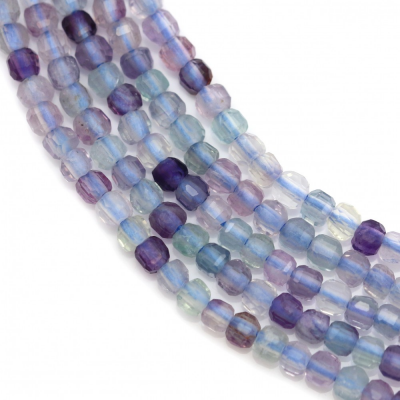 Fluorite Faceted Cube 2mm Hole0.6mm 39-40cm/Strand