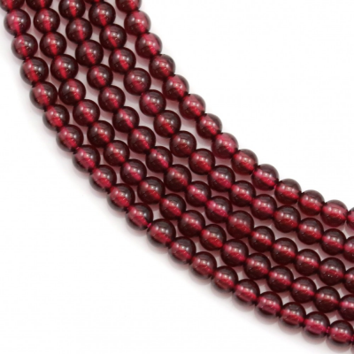 Natural Garnet Beads Strand Round Diameter 4mm Hole 0.8mm About 116 Beads/Strand 15~16"