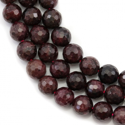 Natural Garnet Beads Strand Faceted Round Diameter 10mm Hole 1mm About 38 Beads/Strand 15~16"