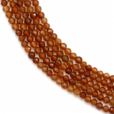 Filo di perle di granato arancione naturale, rotondo sfaccettato, diametro 2 mm, foro 0,6 mm, circa 197 perle/filo 15~16"