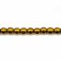金色黑膽石串珠 圓形 直徑3毫米 孔徑1毫米 長度39-40厘米/條