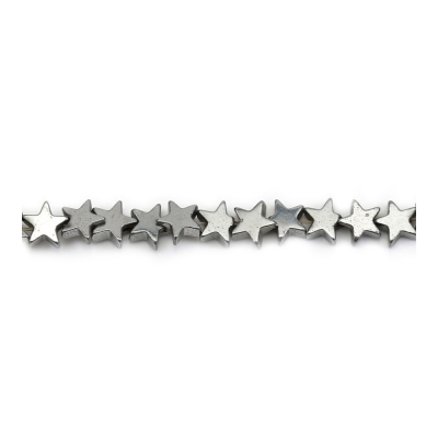 Серебряная звезда из гематита Размер4мм Отверстие0,8мм 39-40см/Страна