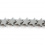銀色黑膽石串珠 星形 尺寸6毫米 孔徑0.8毫米 長度39-40厘米/條