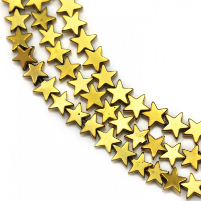 Золотая звезда из гематита Размер6мм Отверстие0,8мм 39-40см/Страна