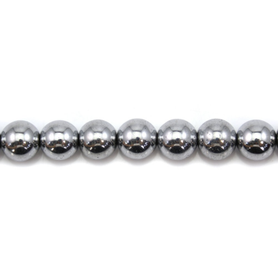 銀色黑膽石串珠 圓形 尺寸10毫米 孔徑0.8毫米 長度39-40厘米/條