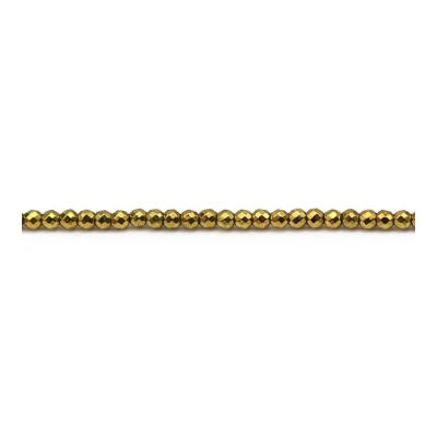 金色黑膽石串珠 切角圓形 直徑2毫米 孔徑0.8毫米 長度39-40厘米/條