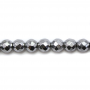 銀色黑膽石串珠 切角圓形 尺寸8毫米 孔徑0.8毫米 長度39-40厘米/條