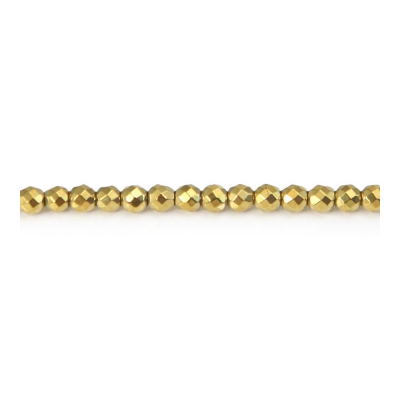 金色黑膽石串珠 切角圓形 直徑3毫米 孔徑0.8毫米 長度39-40厘米/條