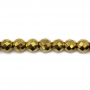 金色黑膽石串珠 切角圓形 直徑6毫米 孔徑0.8毫米 長度39-40厘米/條