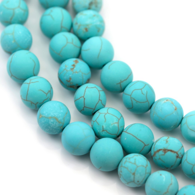 Reconstituted Turquoise Frosted Round Diameter8mm Hole1mm 39-40cm/Strand