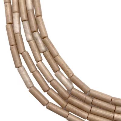 Fossil Jaspe River Stone Cylindrical 4x13mm Hole0.8mm 39-40cm/Strand
