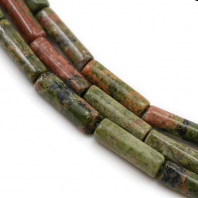 花綠石串珠 圓柱 尺寸4x13毫米 孔徑1.5毫米 長度39-40厘米/條