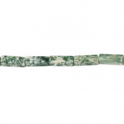 Grüner Fleck Jaspis Rechteck Größe4x13mm Loch0.8mm 39-40cm/Strang