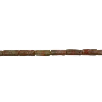 Pflaumenblüten Jaspis Rechteck 4x13mm Loch0.8mm 39-40cm/Strang