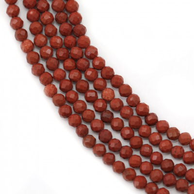 Natural Red Jasper Beads Strand Faceted Round Diameter 2mm Hole 0.4mm About 173 Beads/Strand 15~16''