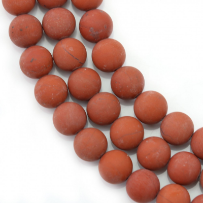 Natural Frosted Red Jasper Beads Strand  Round  Diameter 10mm  Hole 1mm  About 40 Beads/Strand  15~16"