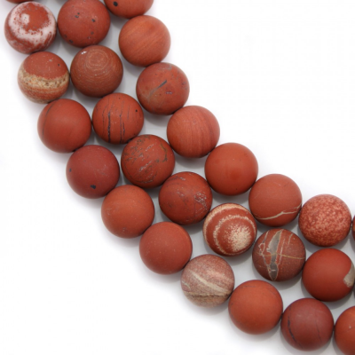 Miçangas de jaspe vermelho  redondas  foscas. Diâmetro: 10mm. Orificio: 1mm. 41pçs/fio. 15~16"