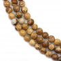Perles rondes de jaspe d'image, Diamètre 4 mm, Trou 0.8 mm, 93 perles/corde 15 ~ 16''