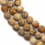 Natural Frosted Picture Jasper Beads Strand  Round  Diameter 6mm  Hole 1mm  About 68 Beads/Strand 15~16"