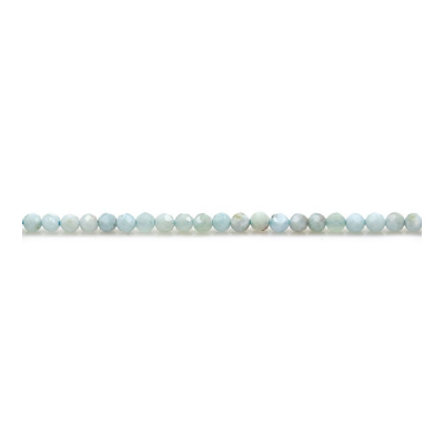 Filo di perle di larimar naturale, rotondo sfaccettato, dimensione 2 mm, foro 0,4 mm, 15~16"/filare