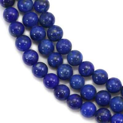 Miçangas de lápis-lázuli  redondas. Diâmetro: 4mm. Orificio: 0.8mm. 97pçs/fio. 15~16"