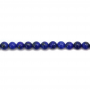 Miçangas de lápis-lázuli  redondas. Diâmetro: 4mm. Orificio: 0.8mm. 97pçs/fio. 15~16"