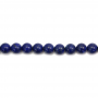 Miçangas de lápis-lázuli  redondas. Diâmetro: 10mm. Orificio: 1mm. 40pçs/fio. 15~16"