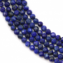 Miçangas de lapis-lazuli  redondas  lapidadas. Diâmetro: 3mm. Orificio: 0.6mm. 124pçs/fio. 15~16"