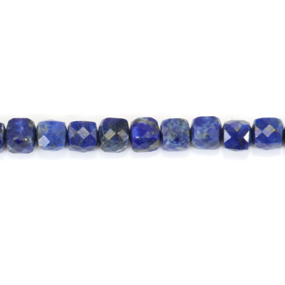 Perles de Lapis lazuli naturelles en collier Taille carrée à facettes 4x4mm Trou 0.8mm 15~16"/coton