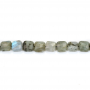 Labradorite facettierte Perlenkette  Quadrat  6x6mm  Loch 0.6mm  ca. 66 Stck / Strang 15~16"