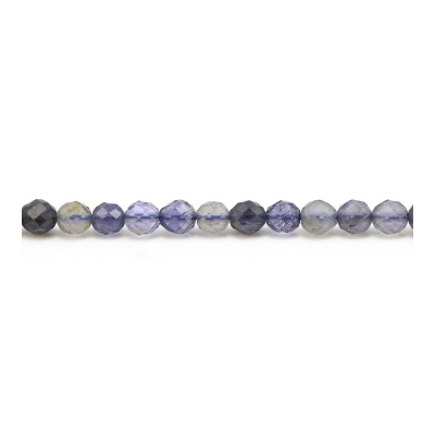 Natürlicher Iolith Cordierit Perlen Strang Facettiert Runde Durchmesser 4 mm Loch 0,8 mm Ca.110 Perlen/Strang