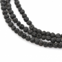 Perline di lava nera in pietra naturale, rotonde, diametro 4 mm, foro 0,7 mm, circa 87 perline/filare 15~16"