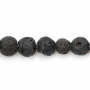 Miçangas de lava preta  redondas. Diâmetro: 4mm. Orificio: 0.7mm. 87pçs/fio. 15~16"