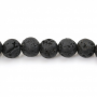 Perline di lava nera in pietra naturale, rotonde, diametro 6 mm, foro 1 mm, circa 64 perline per filo, 15~16"