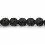 Perline di lava nera in pietra naturale, rotonde, diametro 8 mm, foro 1 mm, circa 52 perline/filamento 15~16"