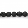 Perline di lava nera in pietra naturale, rotonde, diametro 12 mm, foro 1,5 mm, circa 33 perline/filare 15~16"