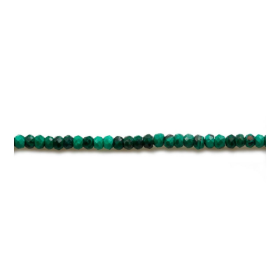 Perles de malachite naturelle en forme d'abaque à facettes taille 1.5x2 mm trou 0.8 mm 15~16"/cordeau