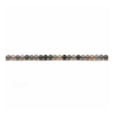 Fili di perle di ossidiana di ghiaccio naturale, misti, colori, rotondi (sfaccettati), diametro 2 mm, foro 0,45 mm, 15~16''/fila