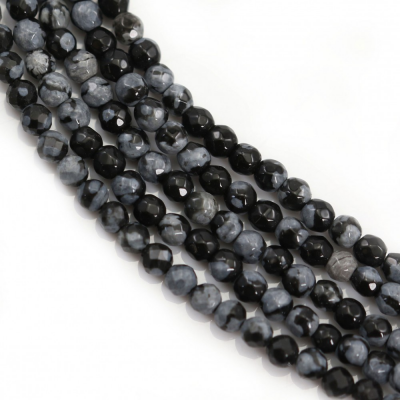 Natural Snowflake Obsidian Beads Strand Faceted Round  Diameter 2mm Hole 0.4mm About 185 Beads/Strand 15~16''