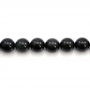 Miçangas redondas de obsidiana. Diâmetro: 10mm. Orificio: 1mm. 42pçs/fio. 15~16"