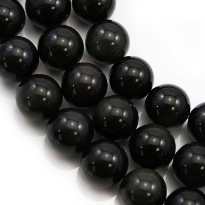 Natural Black Obsidian Beads Strand Round Diameter 14mm  Hole 1.5mm  About 27 Beads/Strand 15~16"