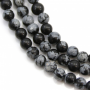Perles d'obsidienne flocon de neige naturel, diamètre rond 6mm, trou1.2mm 15''-16''/cordeau