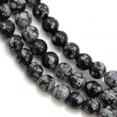 Natural snowflake obsidian beads strand round diameter 8mm hole1.2mm 15''-16''/strand