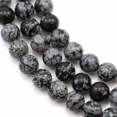 Natural snowflake obsidian beads strand round  diameter 10mm hole1.2mm 15''-16''/strand