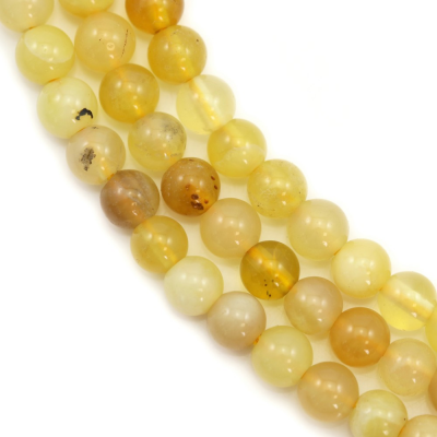 Fili di perline opali gialle naturali, rotonde, dimensioni 4mm, foro 0,9mm, 15~16"/filamento