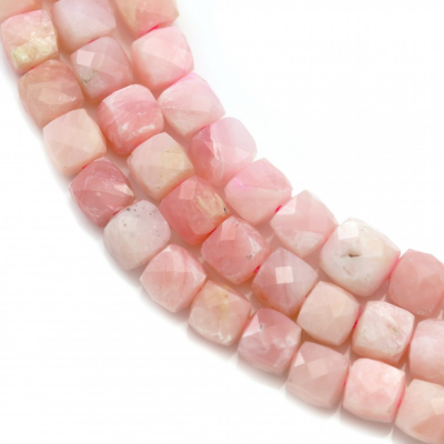 Collier de perles d'opale rose naturelle à facettes carrées de taille 5mm trou 0.8mm environ 77 perles/collier